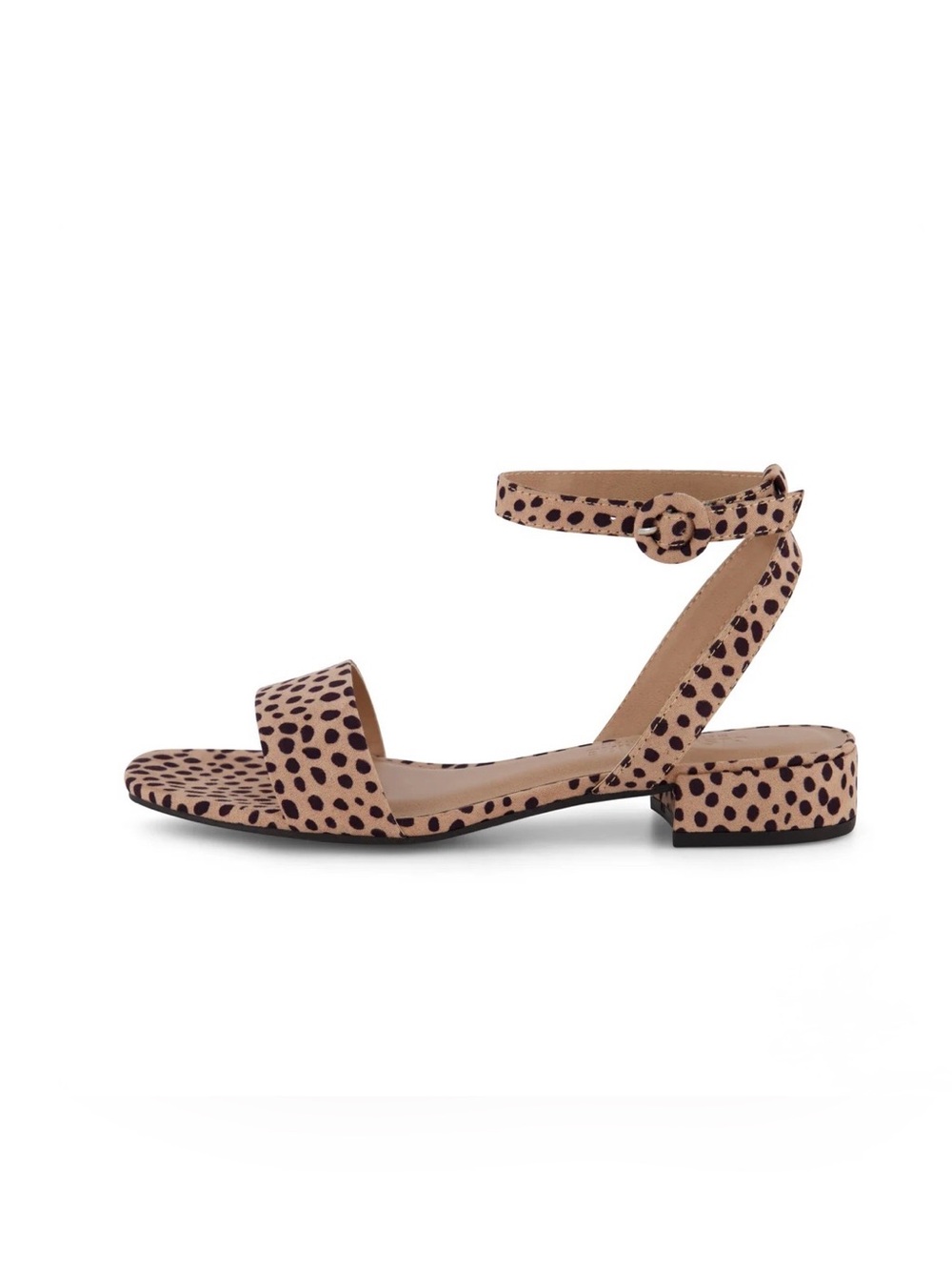 Leopard Print Ankle Strap Flat Sandal - Taupe/Black. Size 9.